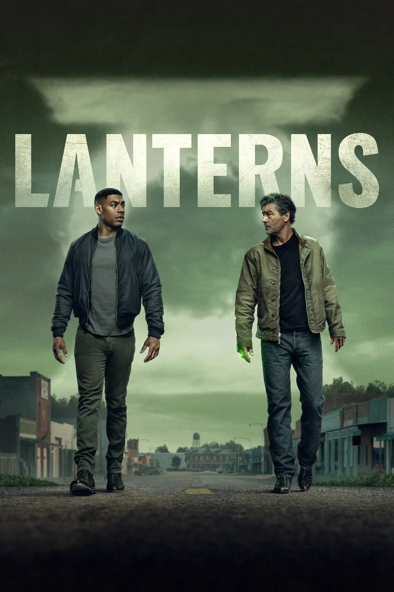Affiche de la série de super-héros Lanterns avec ses deux personnages principaux