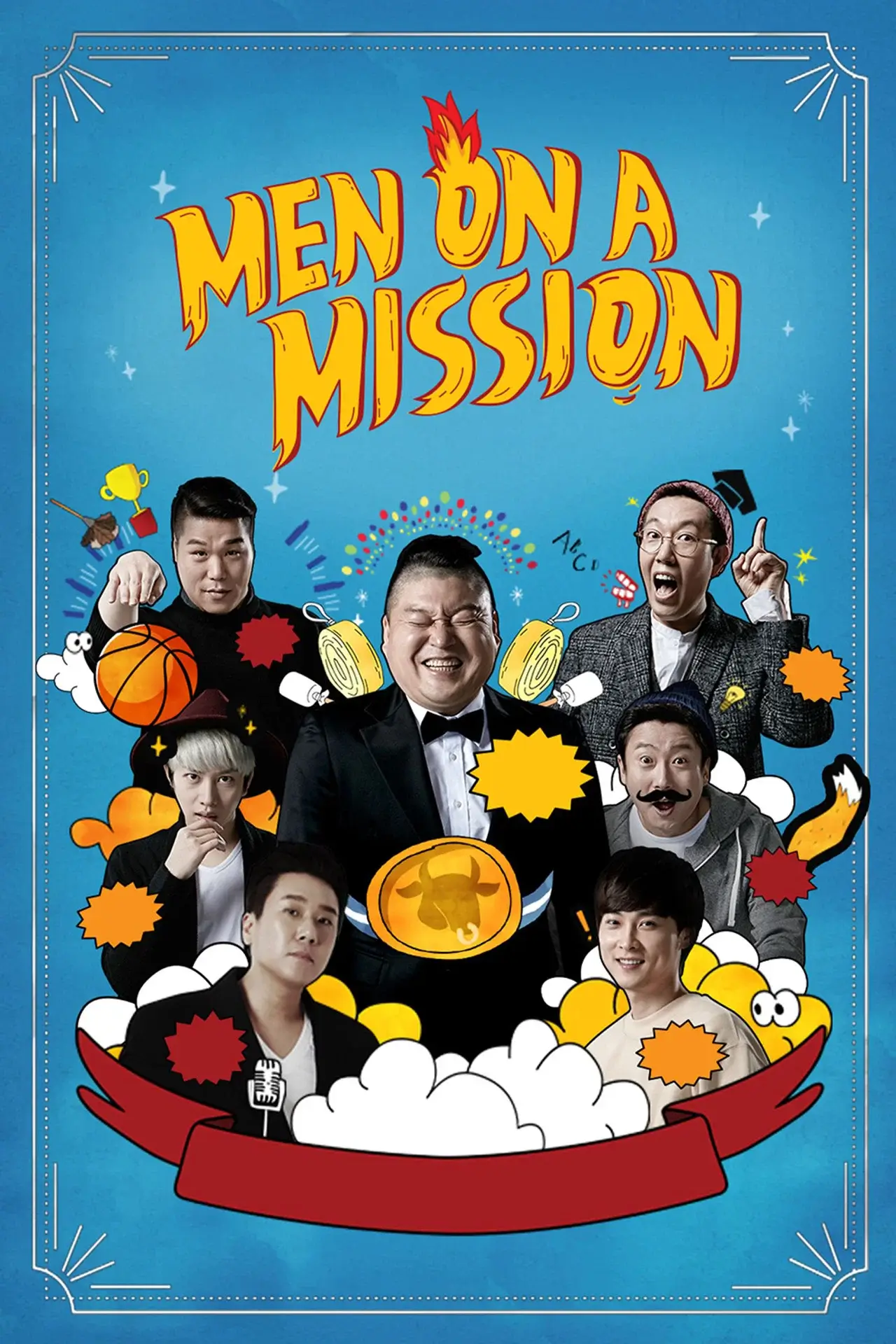 Affiche de l’émission coréenne Men on a Mission avec ses présentateurs sur l'application iptv smarters