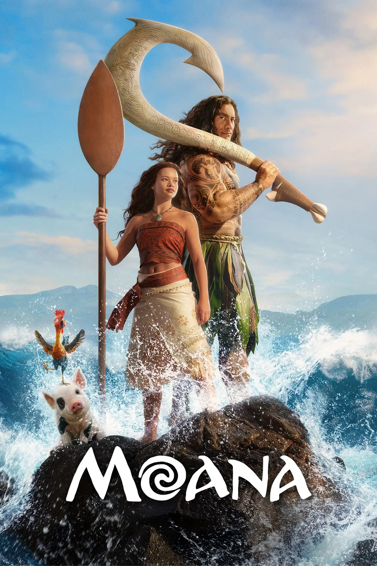 Affiche du film d’animation Moana avec les personnages au bord de l’océan