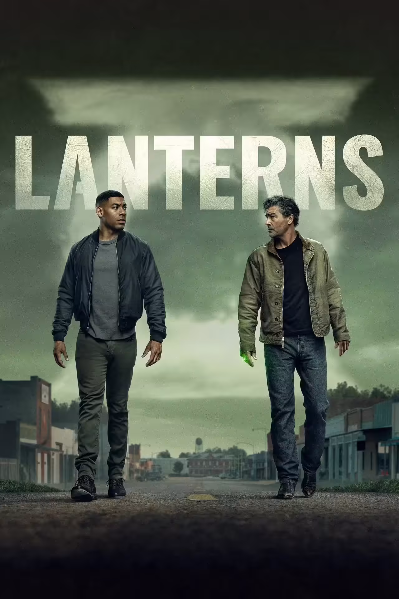 Affiche de la série de super-héros Lanterns avec ses deux personnages principaux